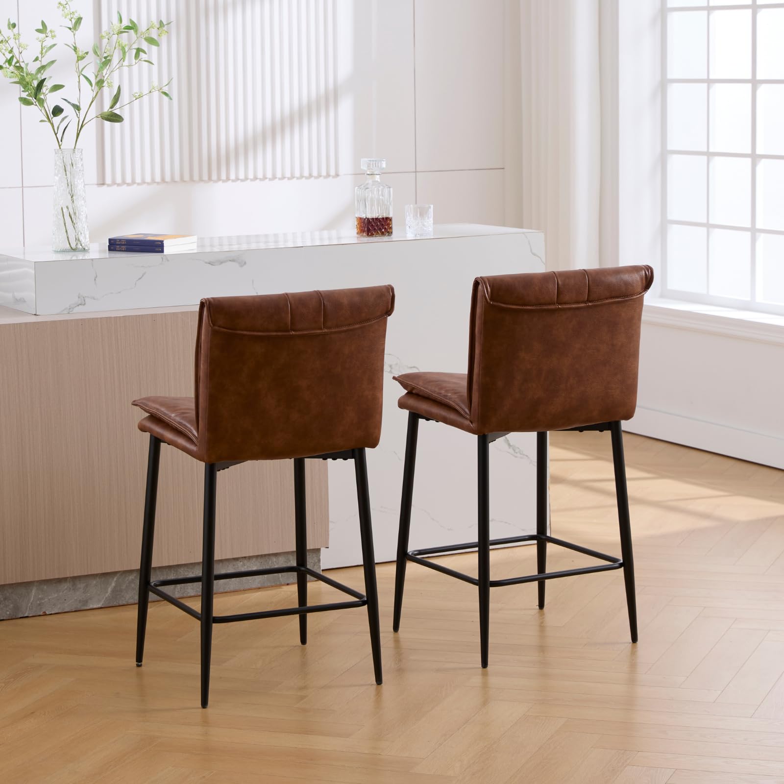 Leather Counter Height Bar Stools with Back