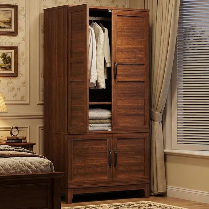 4-Door Wardrobe with Adjustable Shelf