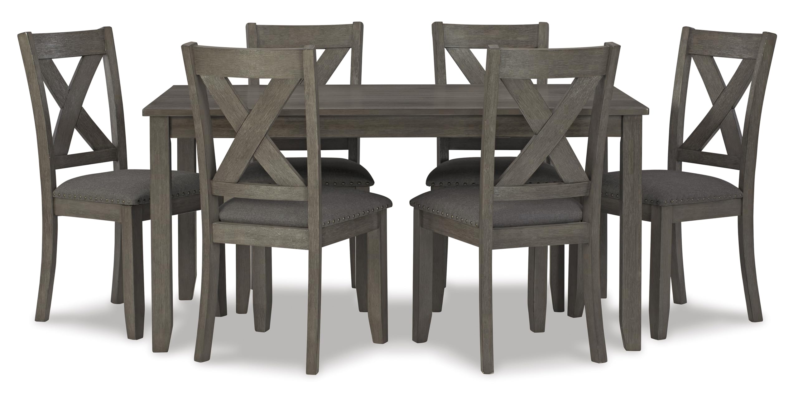 7-Piece Rustic Dining Set with X-Back Upholstered Chairs