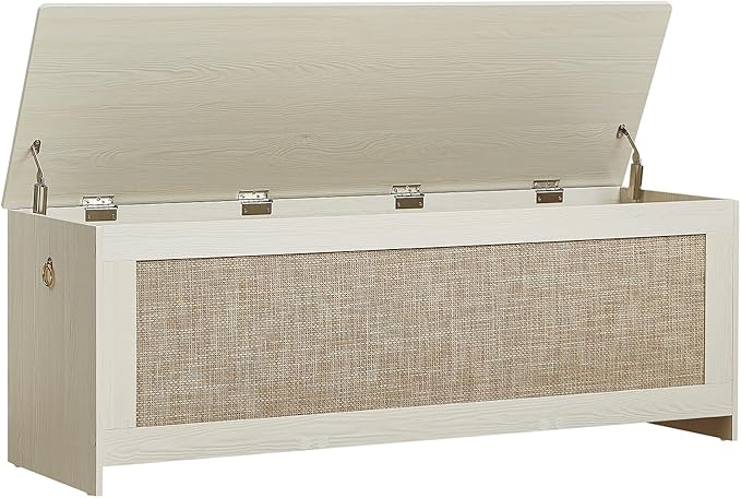 Wood Storage Bench with Safety Hinges – 51.2" Extra Large