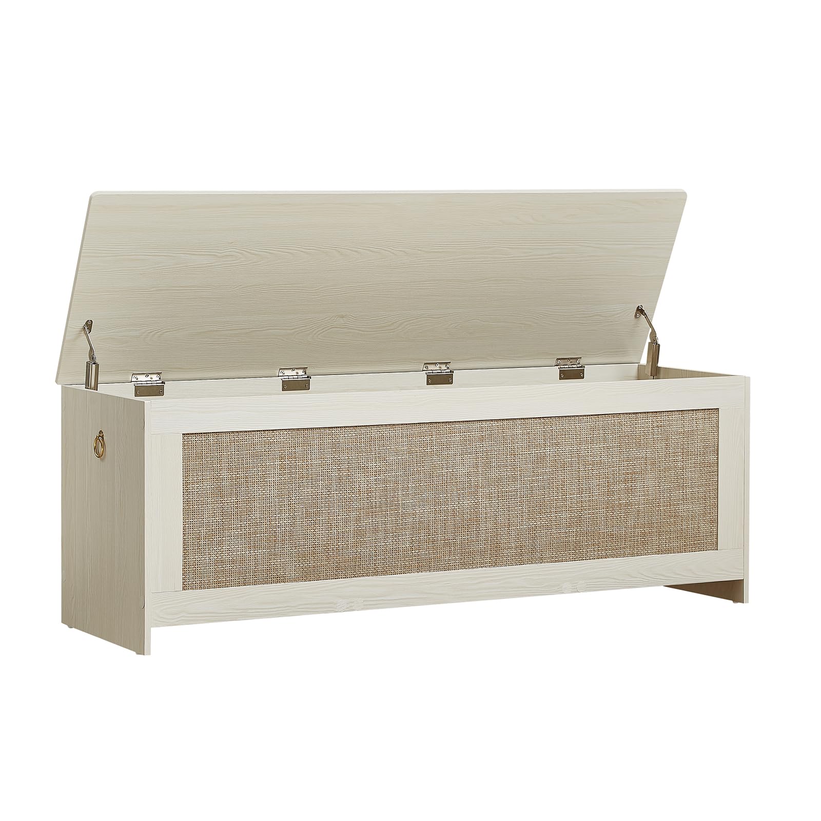 ZenFang 51.2" Storage Chest Extra Large,Storage Bench with 2 Safety Hinges,Wooden Shoe Bench,51.2x15.7x18.3 Inch,Easy Assembly,Storage Bench for Bedroom,Living Room,entryway(White Cream)