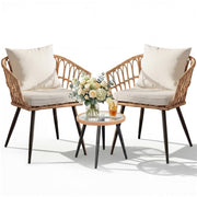 3-Piece Patio Bistro Set – Outdoor Wicker Chairs & Table