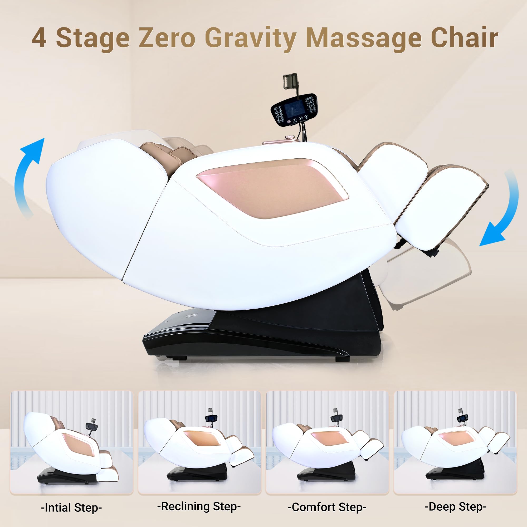 Mazzup Massage Chair Full Body with Heat, Full Body Zero Gravity Shiatsu Massage Chair, Kneading Recliner w/ 20 Auto Modes, Foot Massage, Bluetooth, USB Charging Port, Touch Screen Controller
