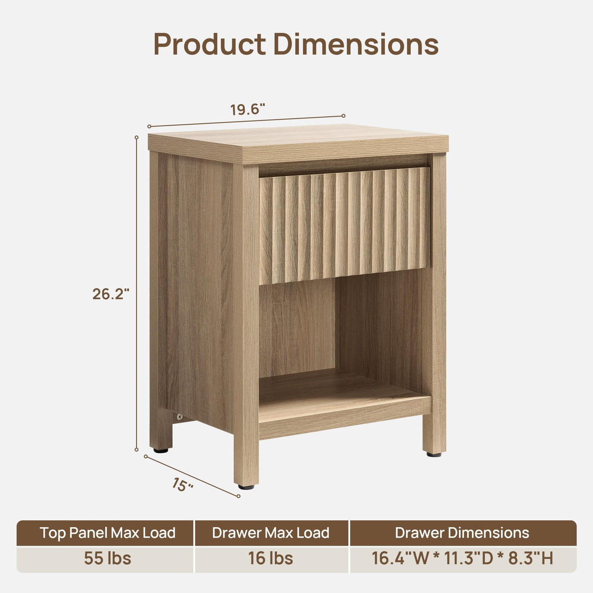 Fluted Nightstands Set of 2