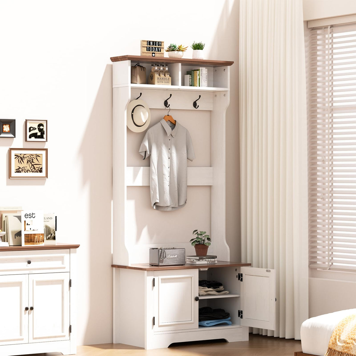 Hall Tree with Bench and Shoe Storage