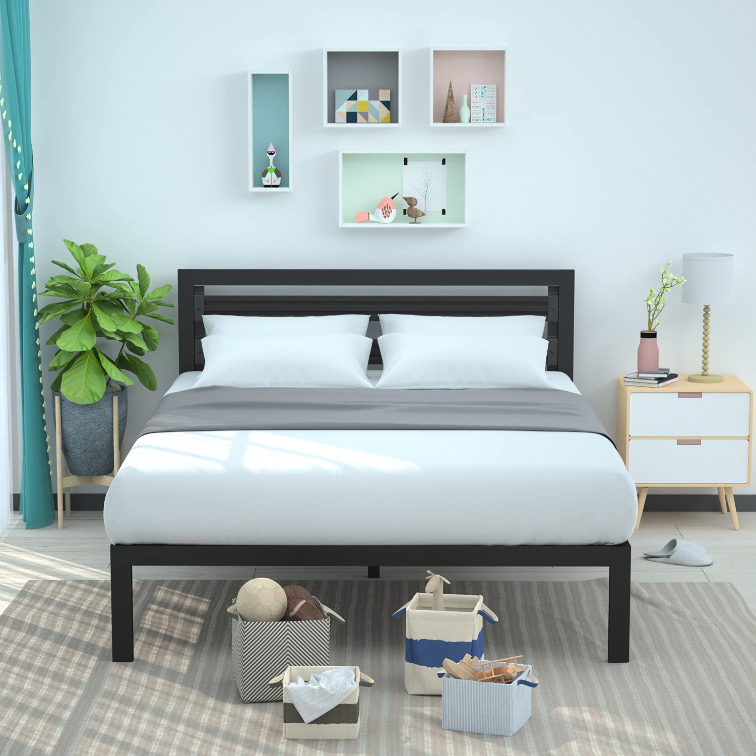 Queen Metal Bed Frame with Headboard