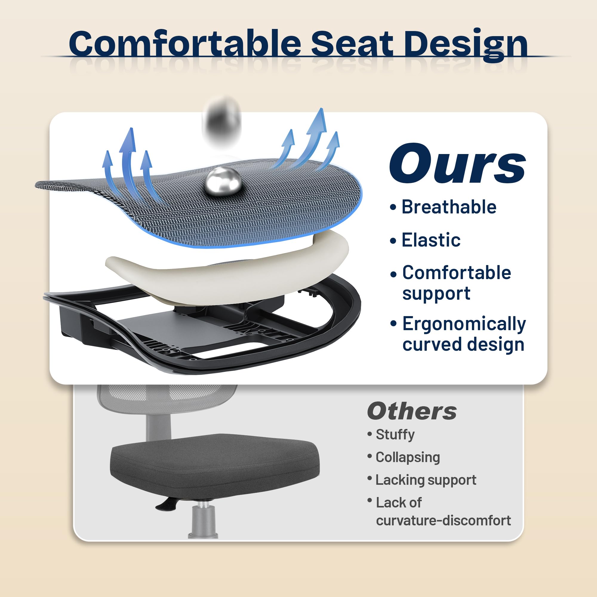 Ergonomic Mesh Office Chair with Lumbar Support & 3D Armrests