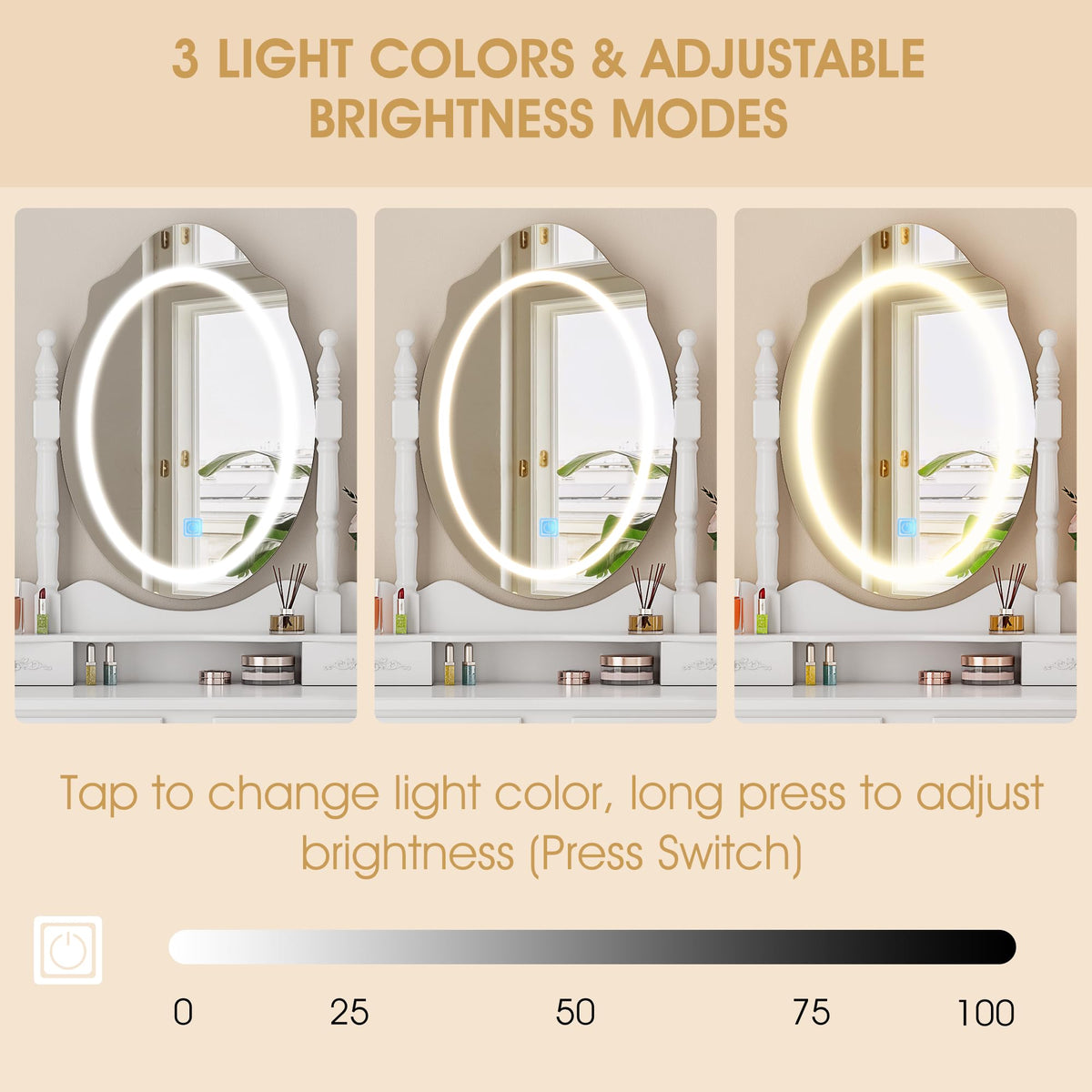 LED Mirror Vanity Desk Set