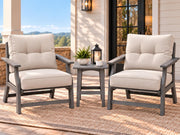 Polyhouz 3 Piece Patio Bistro Set, Outdoor Table Chairs with Cushion, Grey