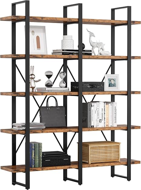 5-Tier Double Wide Industrial Bookshelf
