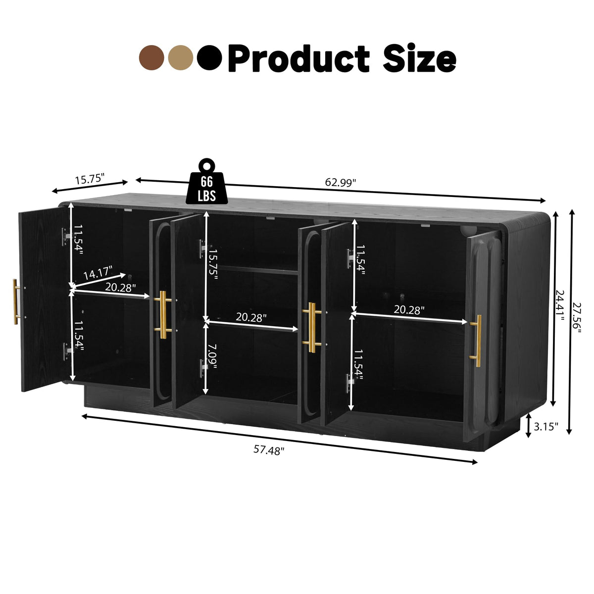 XUZENEST Sideboard Buffet Cabinet with Storage, 63" Arched Storage Cabinet
