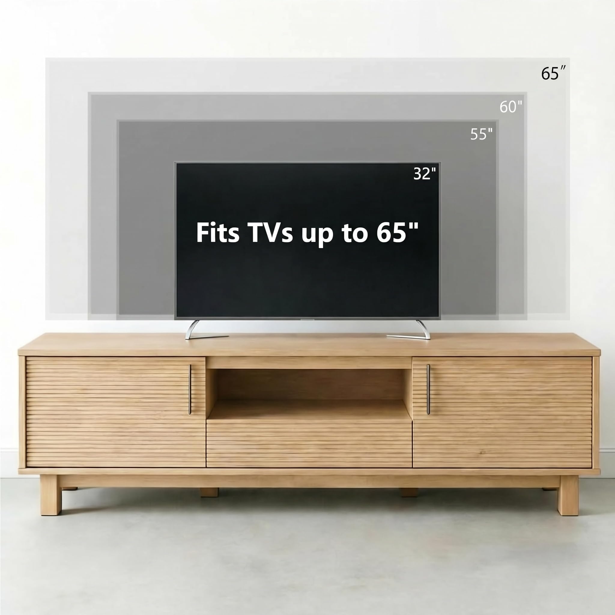 58" Fluted TV Stand with Storage – Fits TVs up to 65"