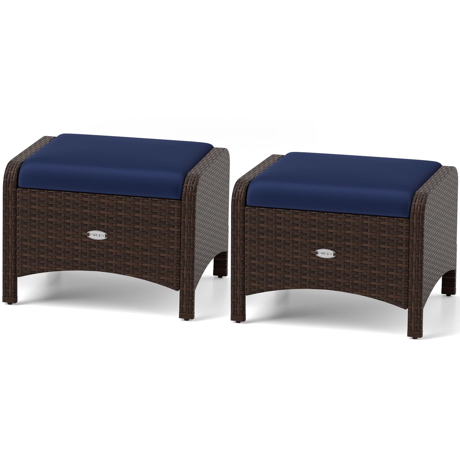 Outdoor PE Rattan Ottoman Set of 2