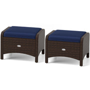 Outdoor PE Rattan Ottoman Set of 2