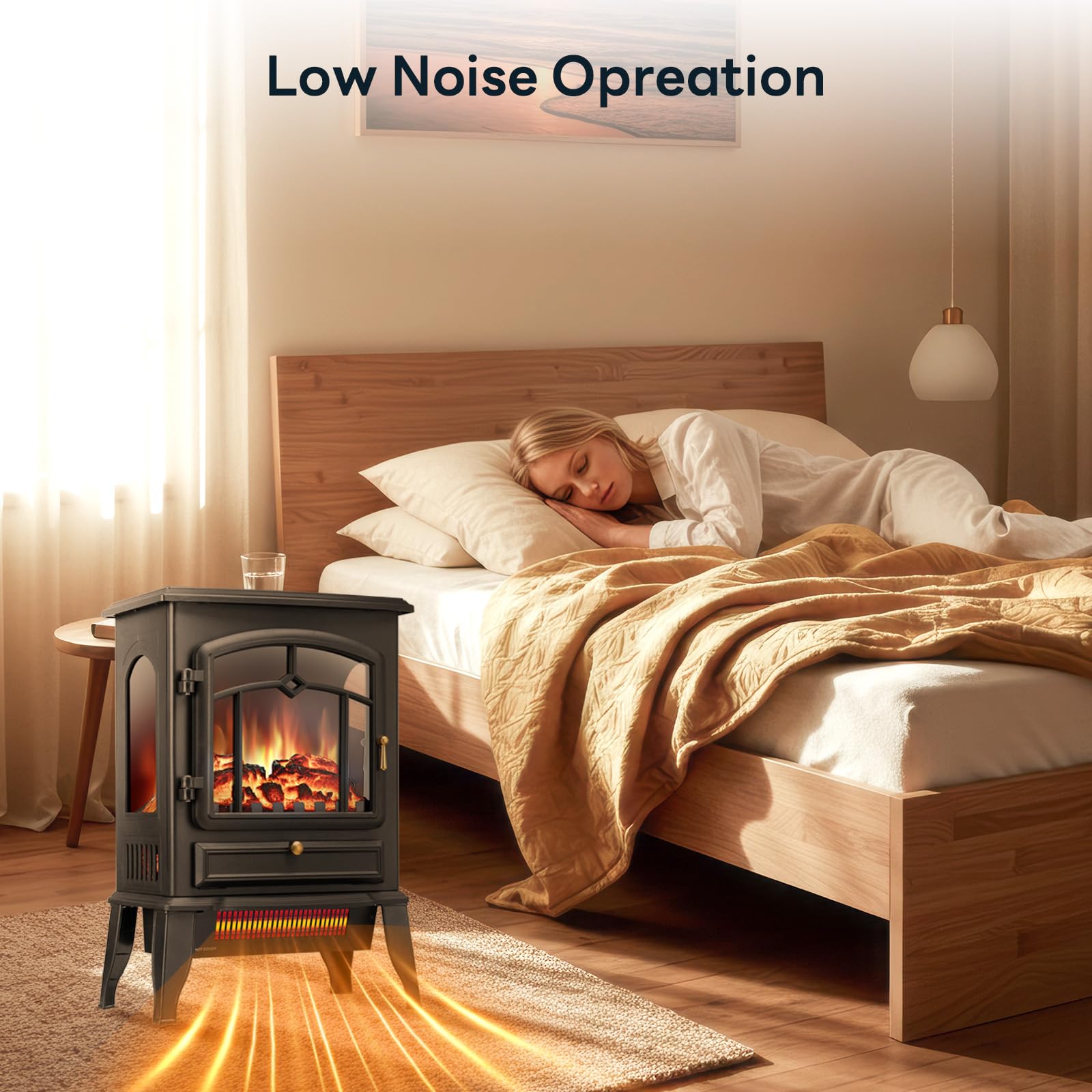 Electric Fireplace Stove Heater with Adjustable Flame