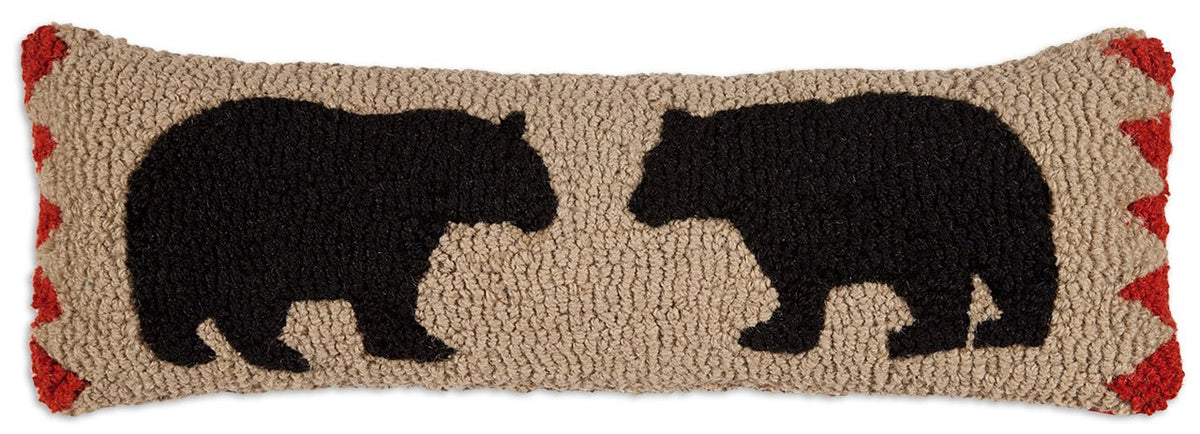 Black Bear Wool Lumbar Pillow
