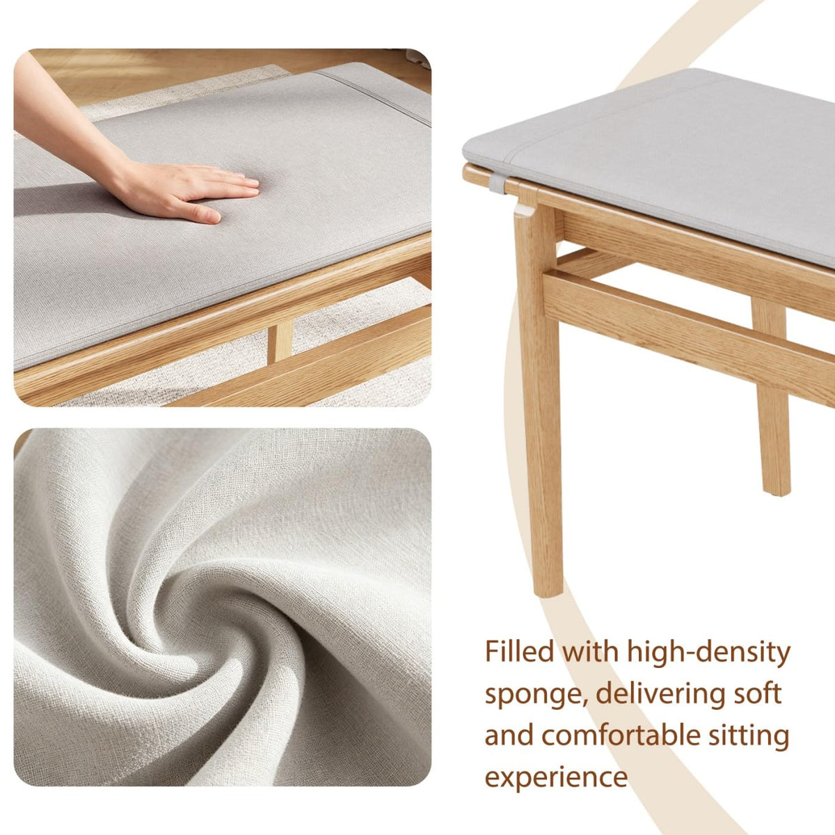 Upholstered Rubberwood Dining Bench