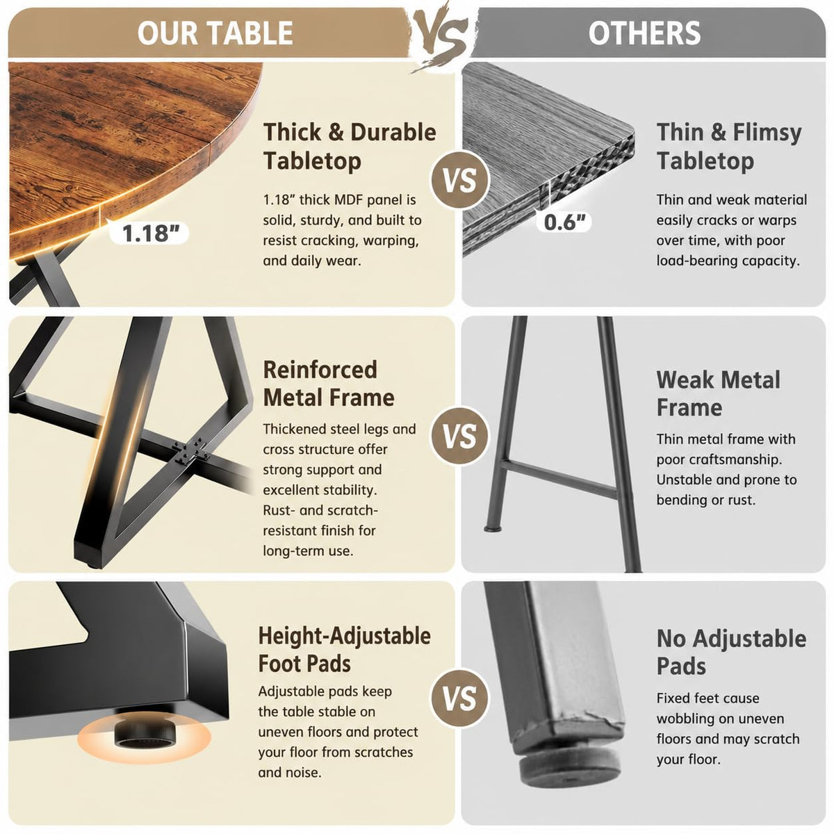 Round Dining Table with Storage