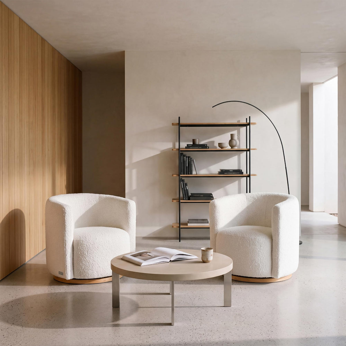 Cream Swivel Barrel Chair