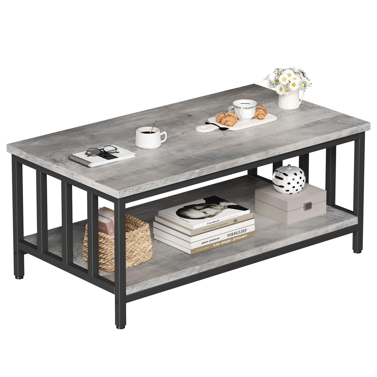 Grey Wash Coffee Table with Storage