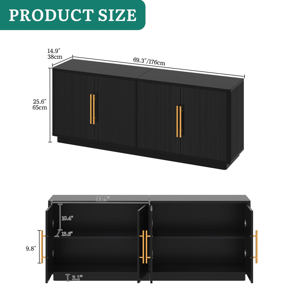 Fluted TV Stand with Storage