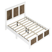 4-Pieces Queen Bedroom Sets with Wooden Strip Stickers Decoration,Wood Bed Frame with 2 Storage Nightstand 6-Drawer Dresser with Metal Handle,Farmhouse Bedroom Furniture Set,White