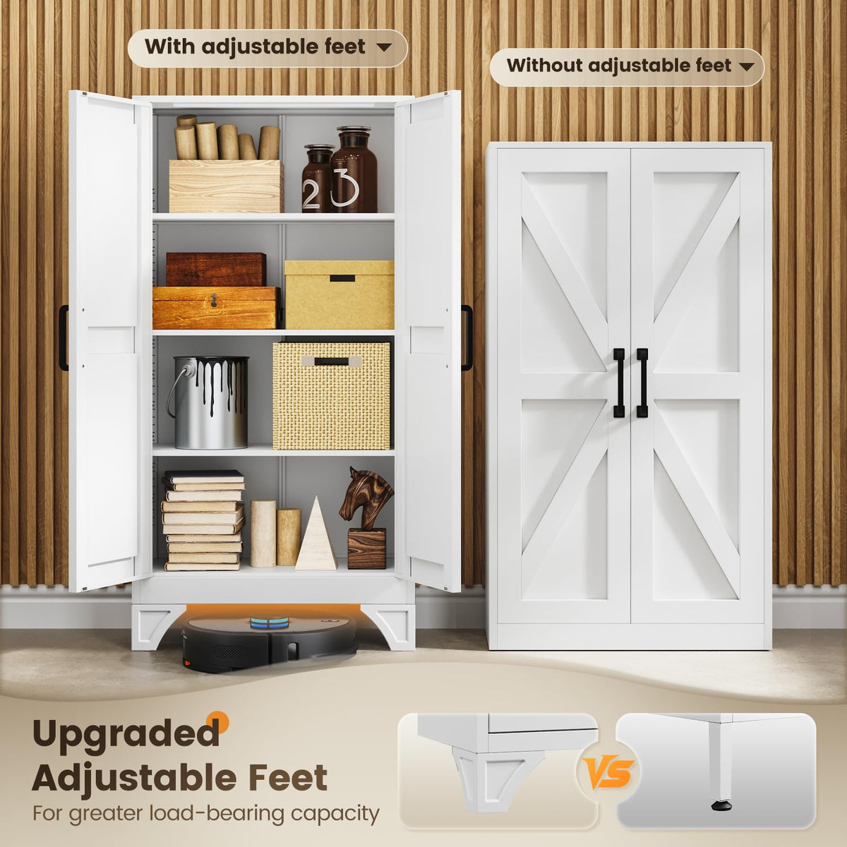 Yizosh Metal Storage Cabinet with 2 Doors and 3 Adjustable Shelves