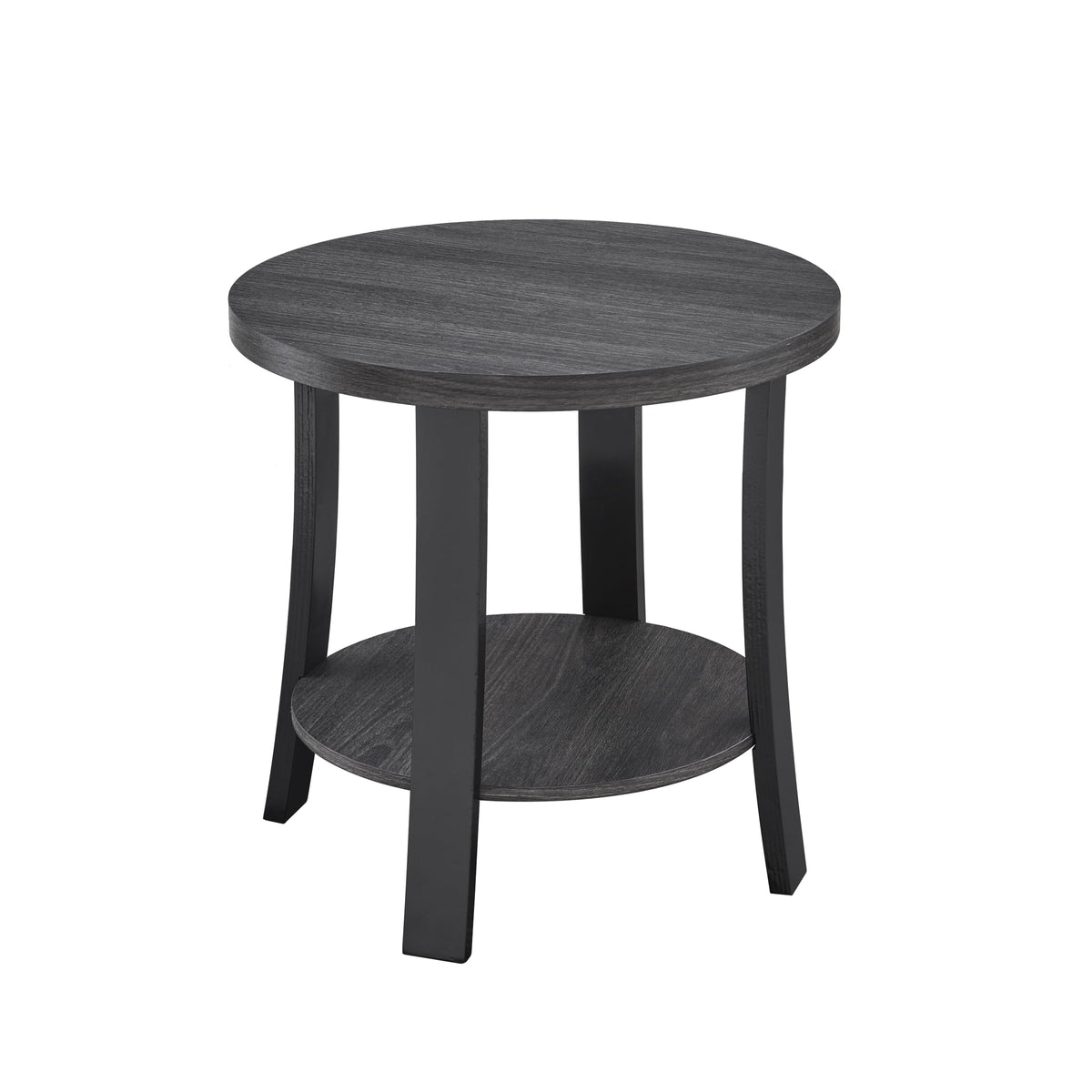 Roundhill Furniture Anze Contemporary Oval Wood Shelf 3-Piece Coffee Table Set in Charcoal Finish