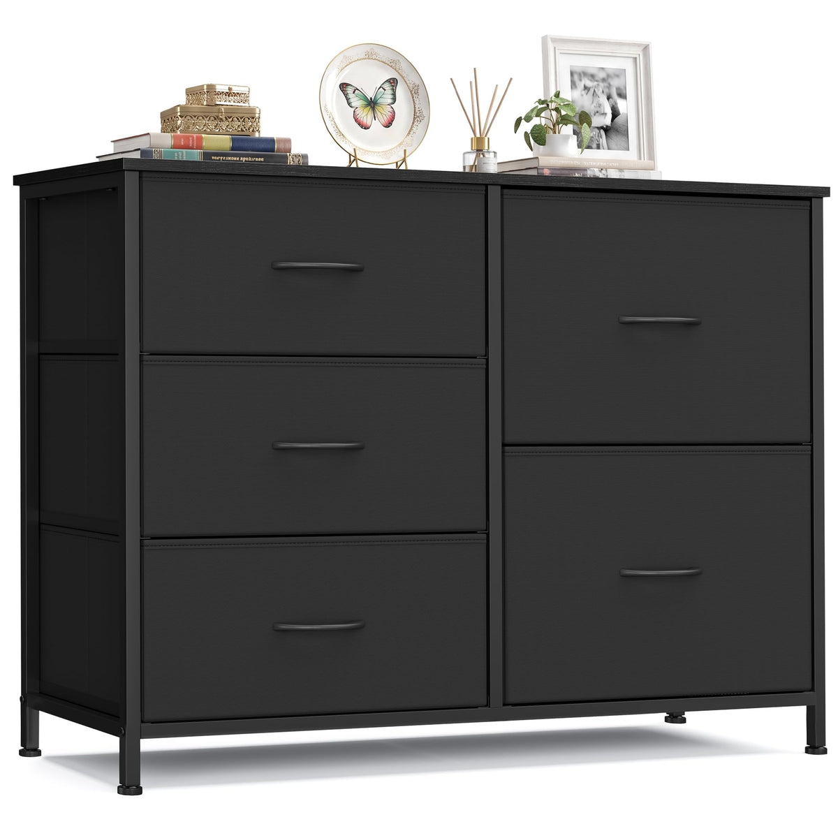 SONGMICS Dresser for Bedroom, Wide Dresser for Closet with 5 Fabric Drawers