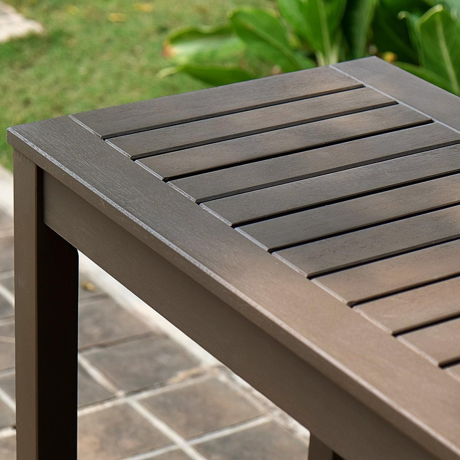 Outdoor Wood Console Table – Dark Brown