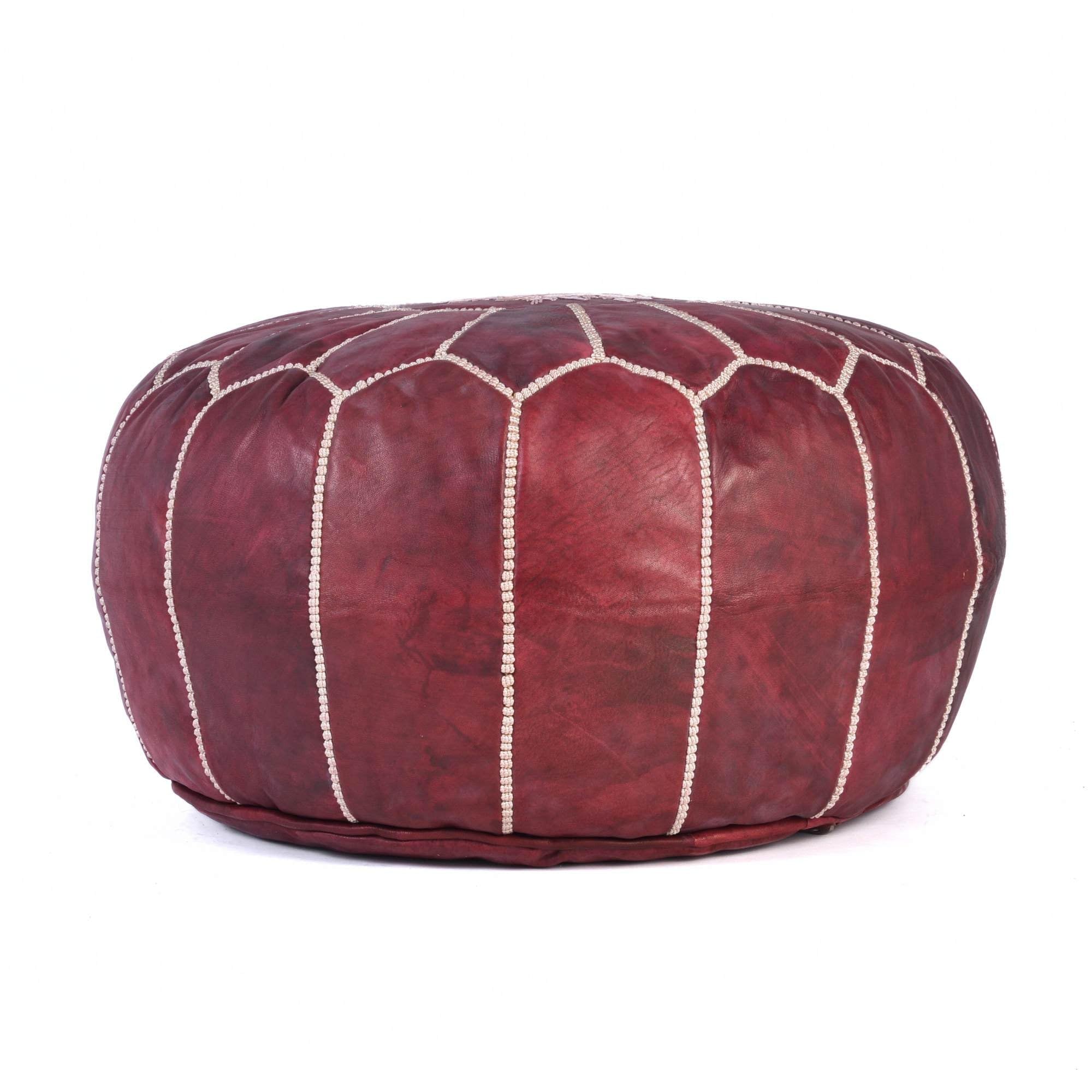 Moroccan Leather Pouf Ottoman