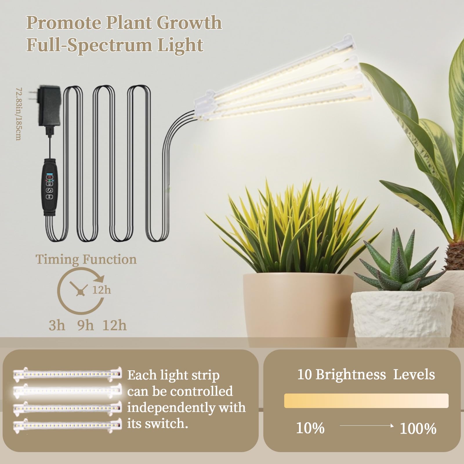 Tiered Plant Stand with Grow Light & Drawer