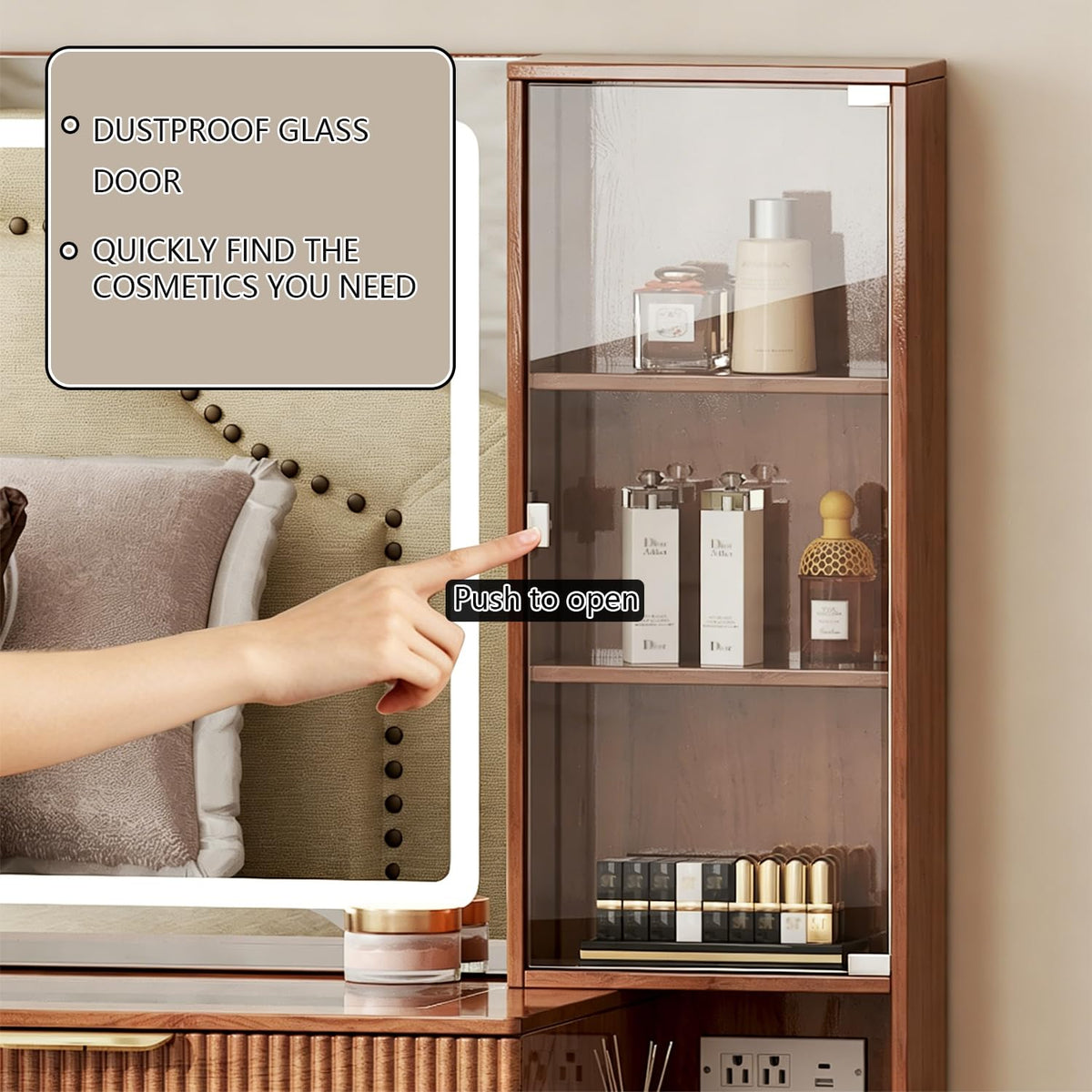 8-Drawer Vanity Desk with LED Mirror