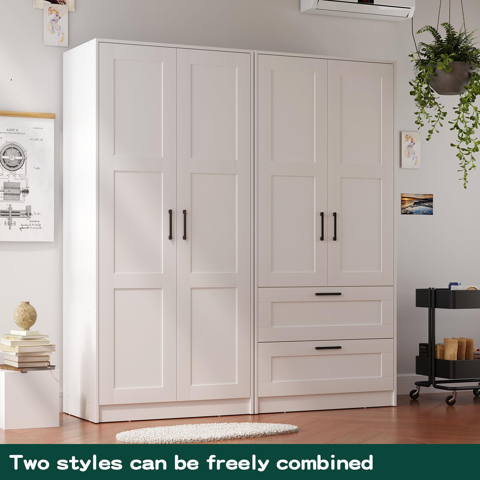 Wardrobe Closet with 2 Doors & 2 Drawers