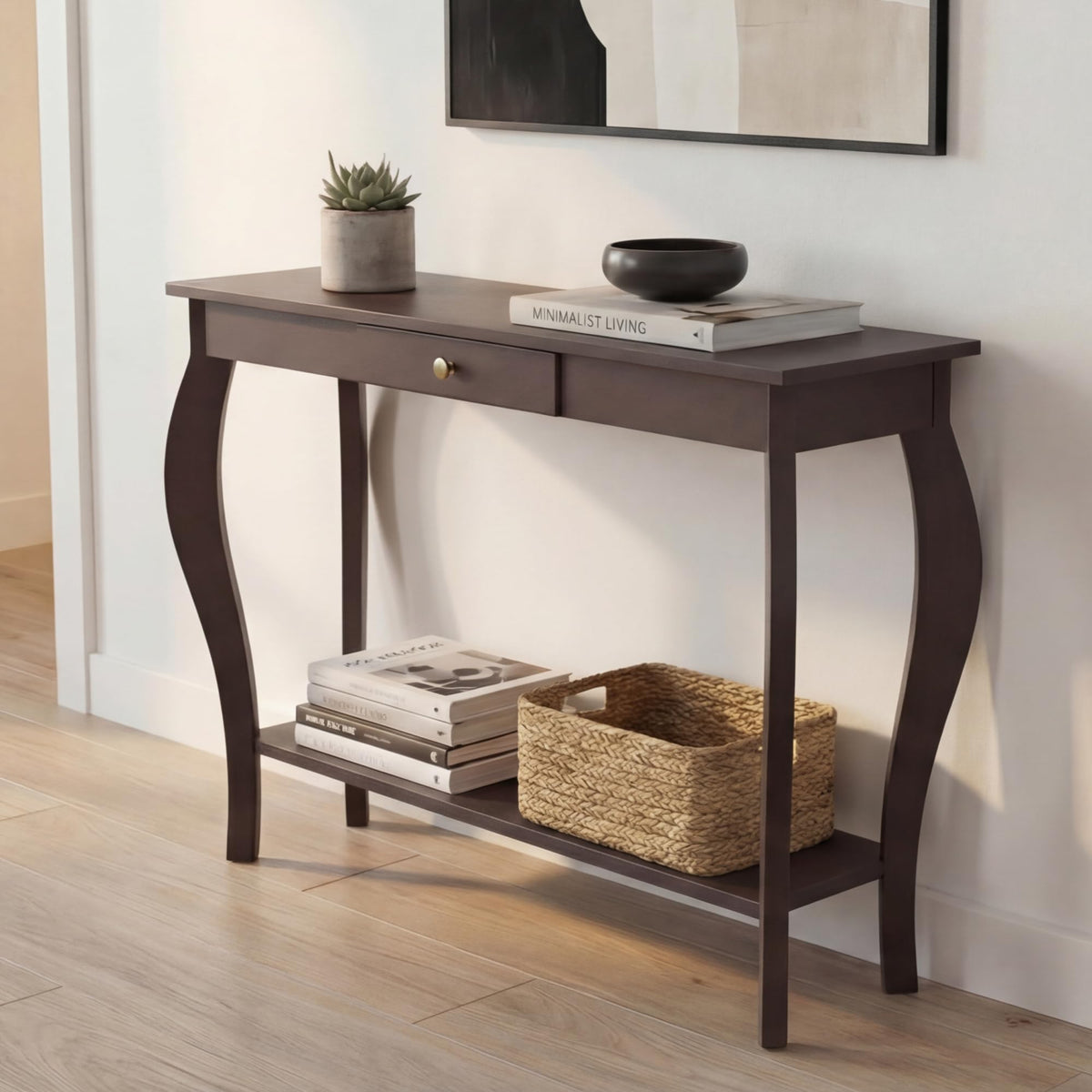 39" Narrow Console Table with Drawer, Espresso