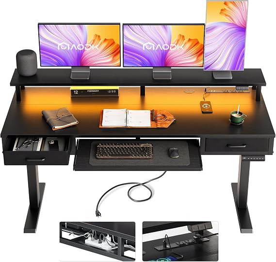 Electric Standing Desk with Drawers