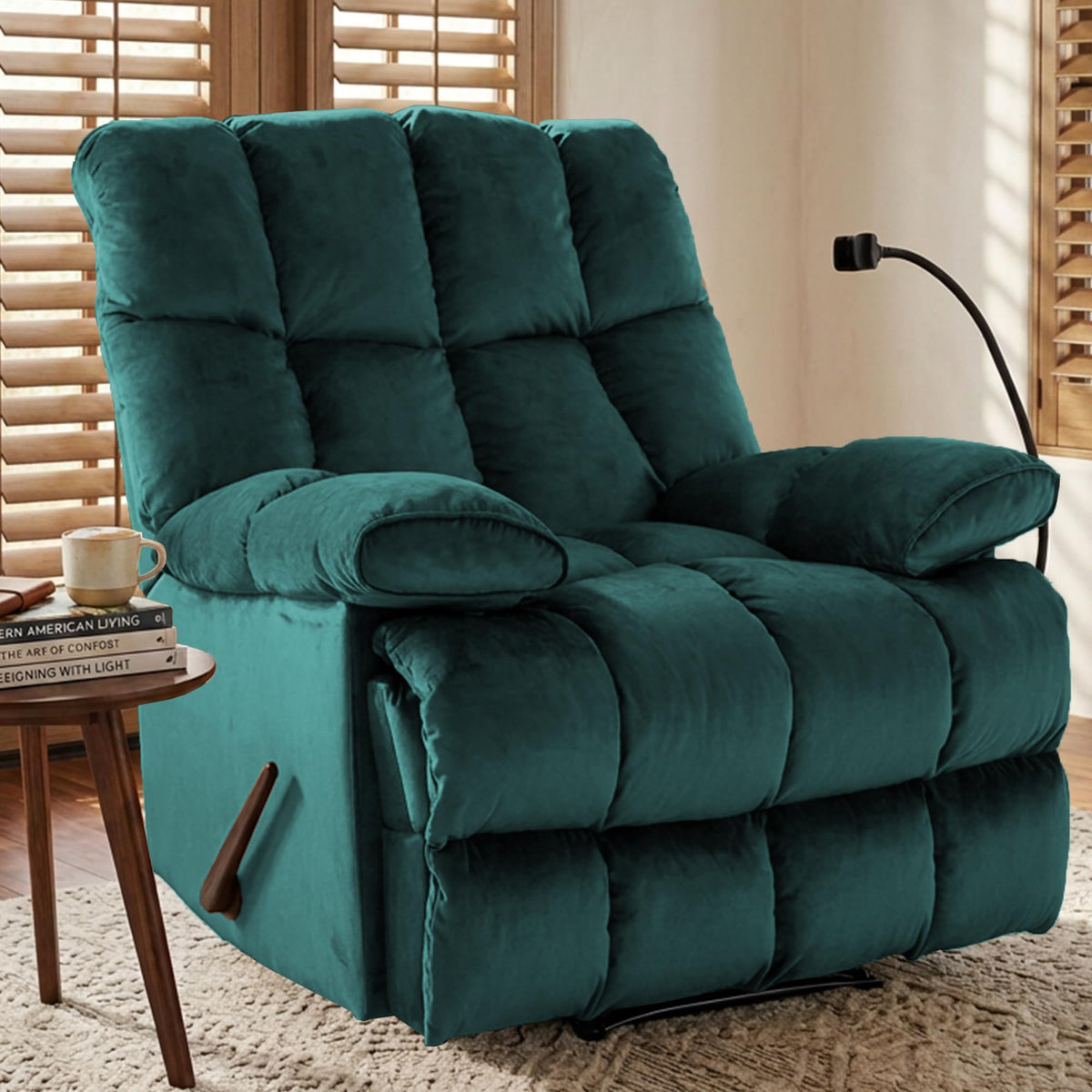 Oversized Teal Manual Recliner