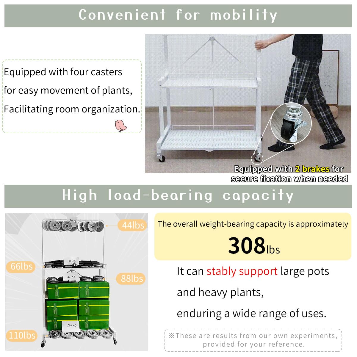Foldable 4-Tier Plant Stand with Wheels