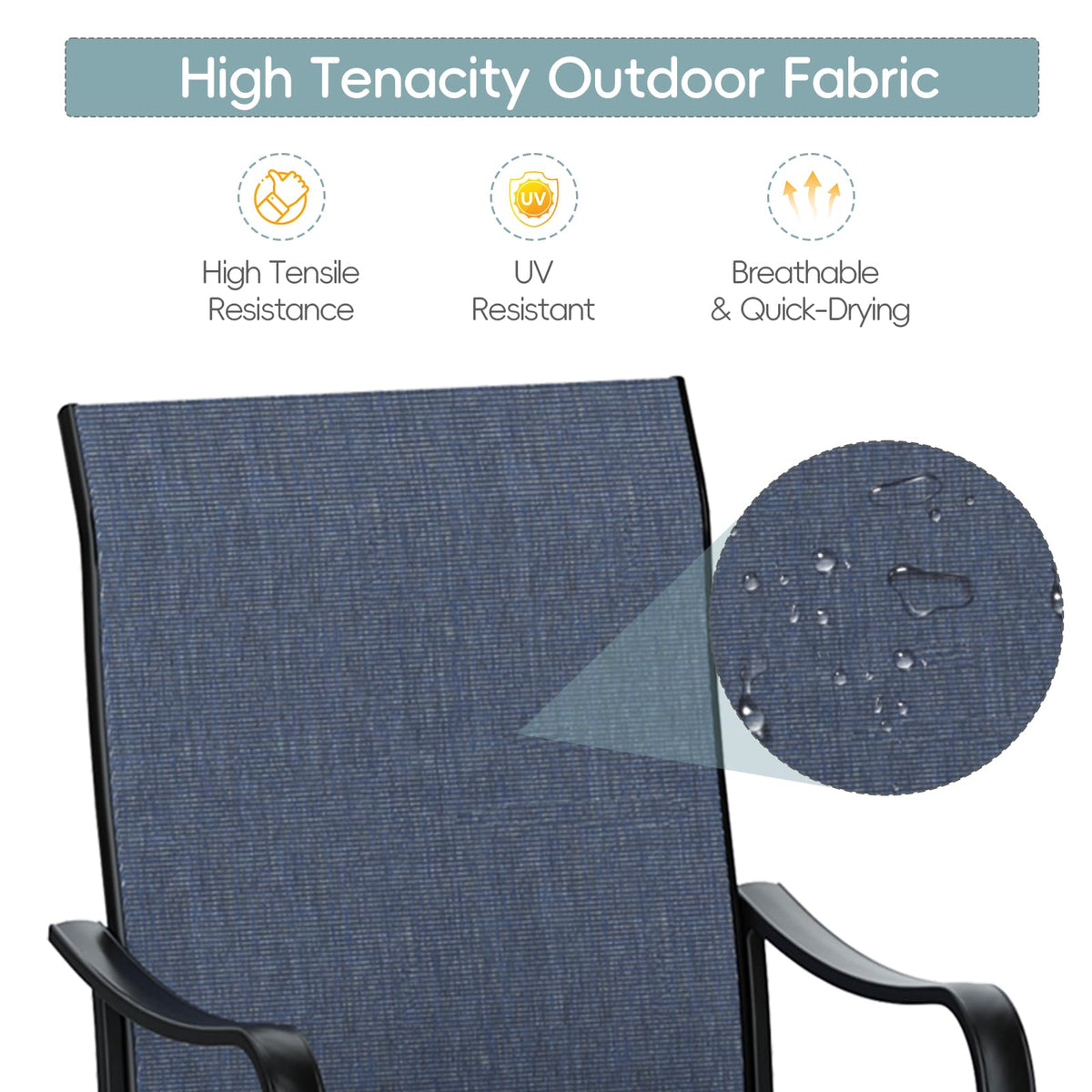 Redpick Patio Swivel Chairs Set of 6, Outdoor Dining Chairs with High Back, All-Weather Swivel Rocker Chair with Sturdy Metal Frame for Outdoor Poolside Lawn Garden, Navy Blue