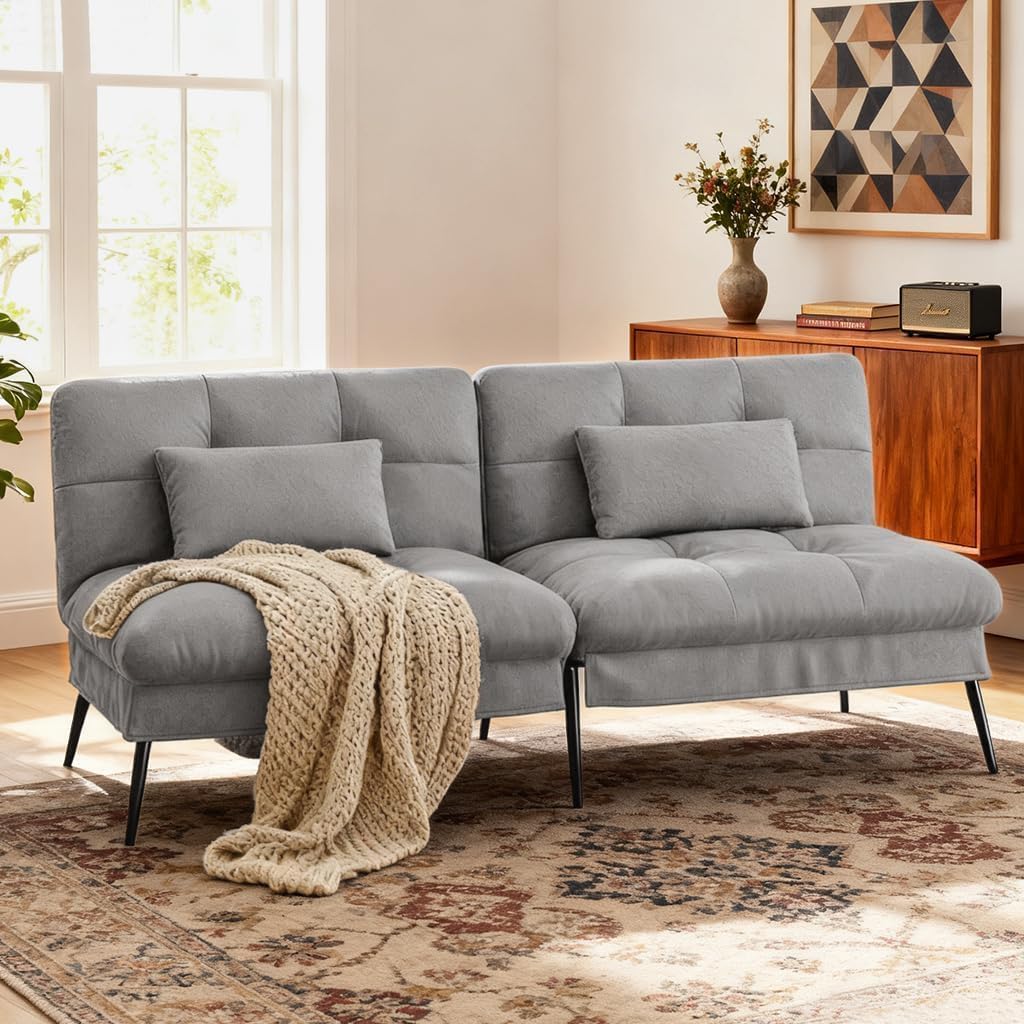 Convertible Futon Sofa Bed with Adjustable Backrest