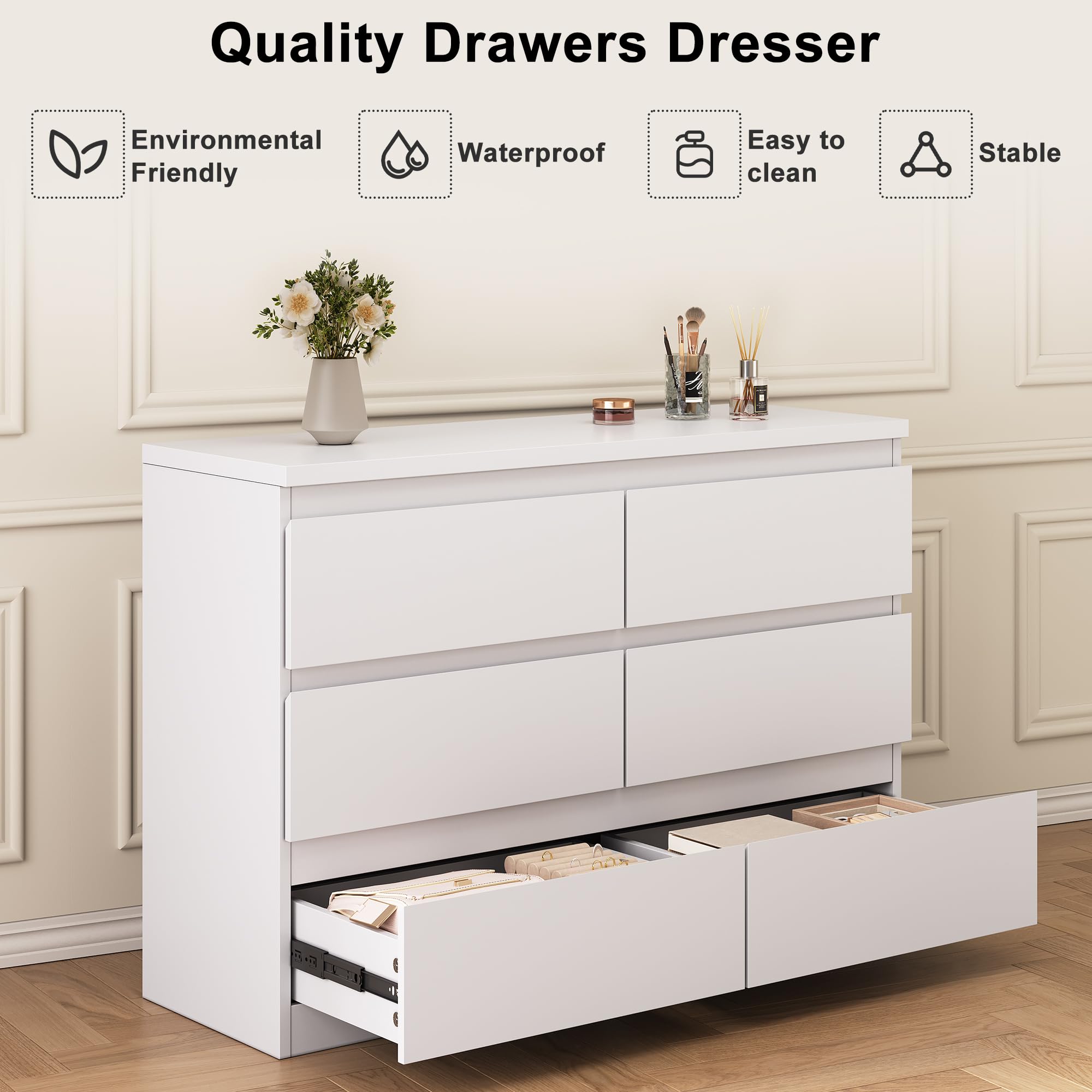 6-Drawer Wood Dresser with Deep Storage