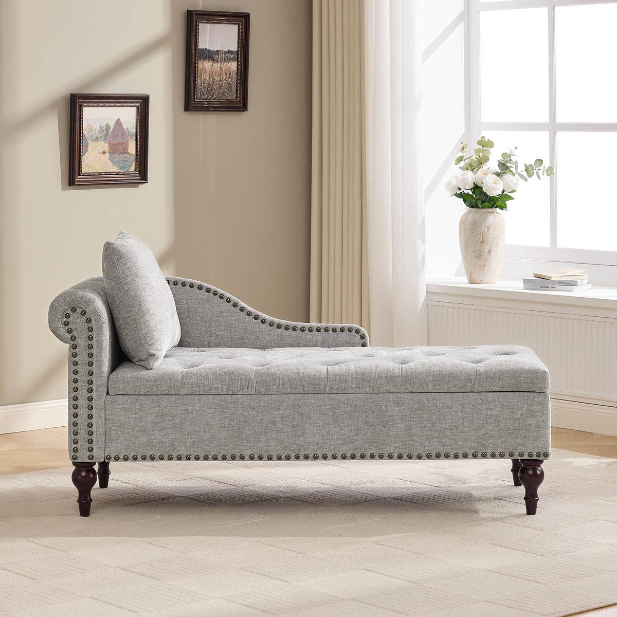 Velvet Storage Chaise Lounge