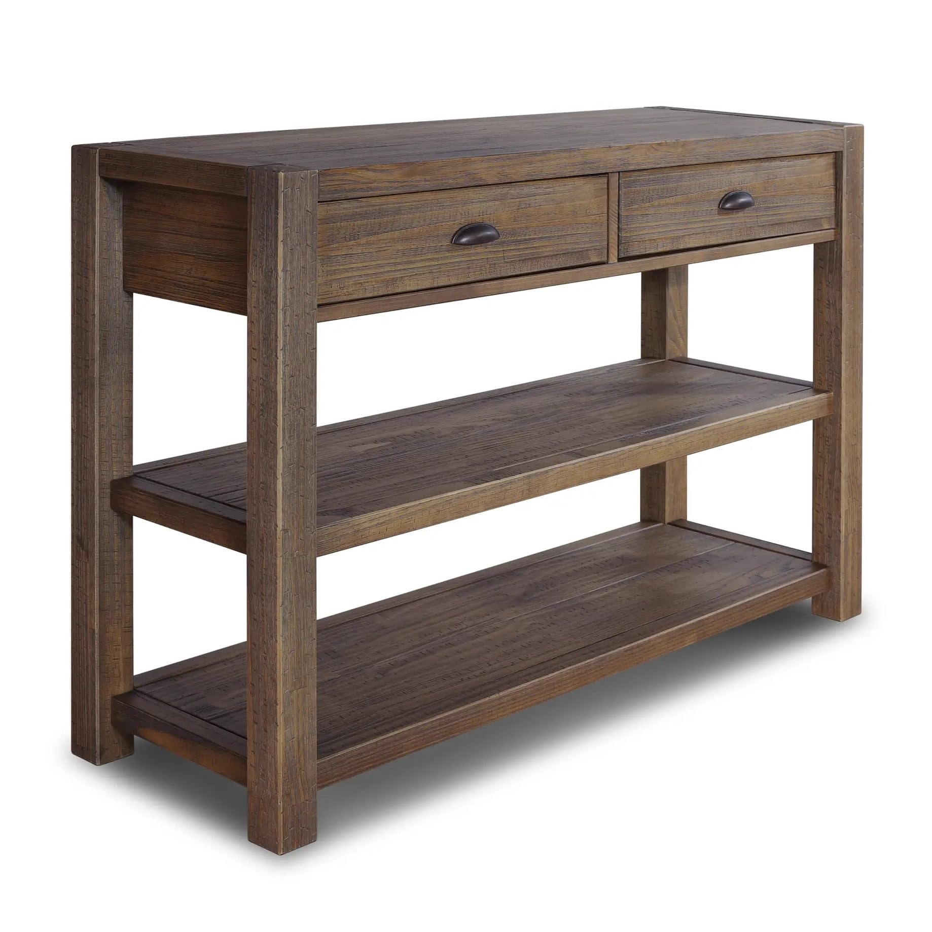Solid Wood Console Table with Drawers & Shelves
