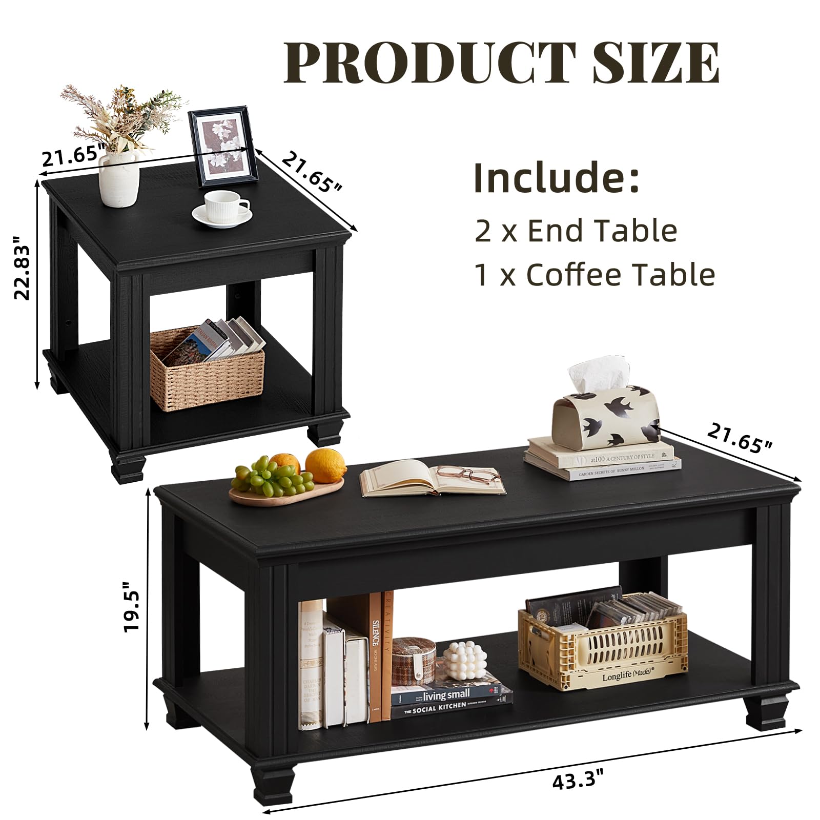 Farmhouse Coffee Table Set of 3