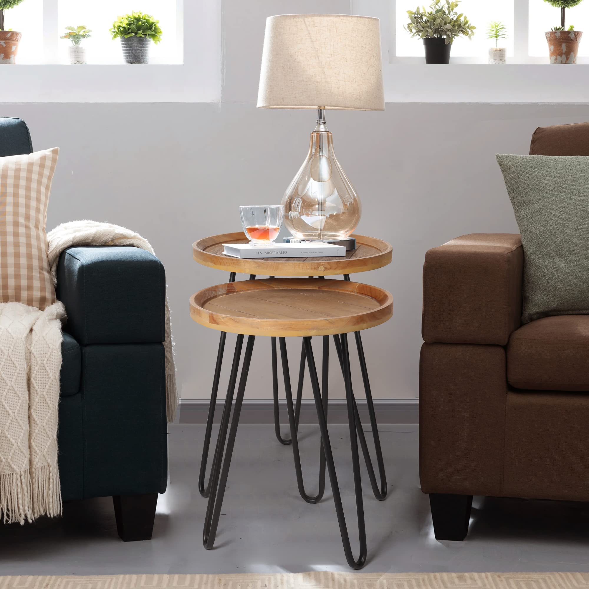 Round Nesting Side Tables Set of 2