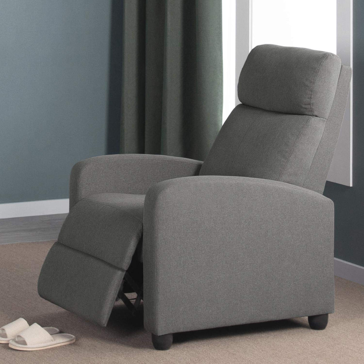 Yaheetech Home Theater Seating Fabric Recliner Chair Gray