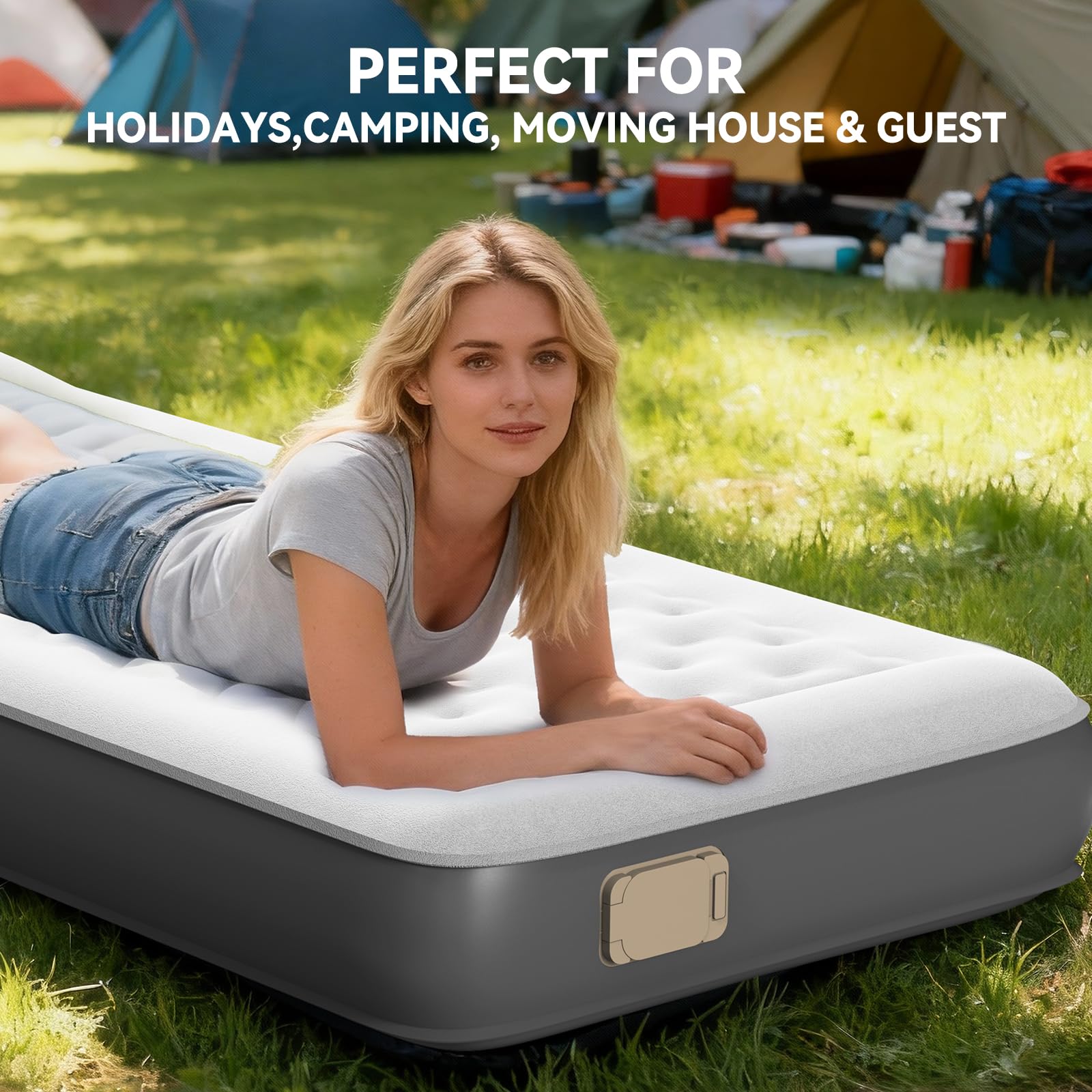 Self-Inflating TPU Air Mattress with Built-In Wireless Pump