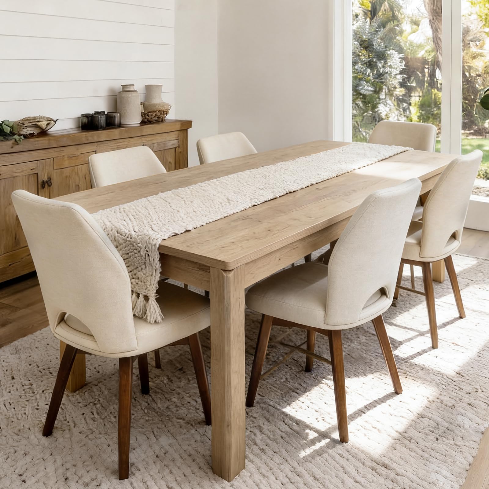 Farmhouse Dining Table, 70" Rectangular Wooden Kitchen Table for 4–6 People, Modern Dining Table & Home Office Desk for Family Gatherings and Study, Easy to Clean, Rustic