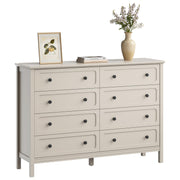 8-Drawer Wide Dresser with Metal Handles