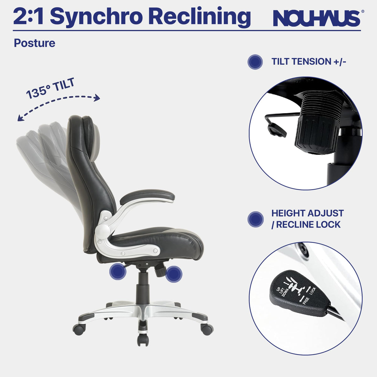 Ergonomic PU Leather Office Chair with Lumbar Support